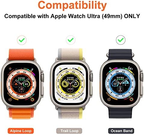 Mowei [5 חבילה למגן מסך Apple Watch Ultra 49 ממ, 9 שעות זכוכית מחוסמת אולטרה אטום אטום למים מגן HD למגן עבור Apple Watch Ultra 49 ממ